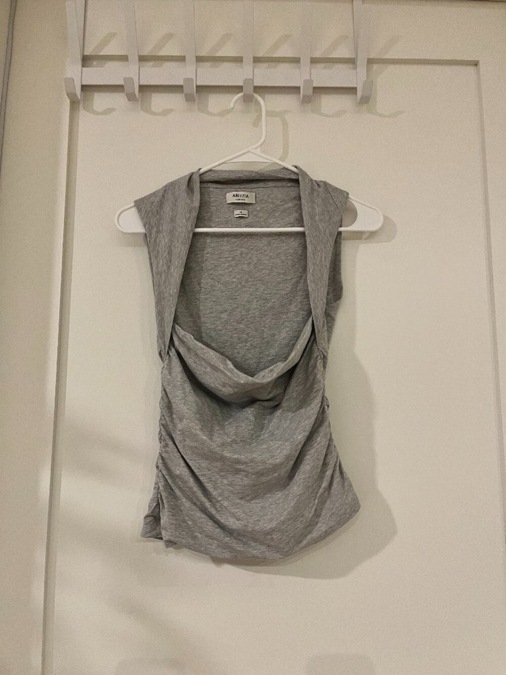 Aritzia Contour Heather Gray Draped Cowl Sleeveless Top Size M